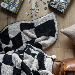 Tap Shoe & Rainy Day Wavy Checker Print Extended Throw-1
