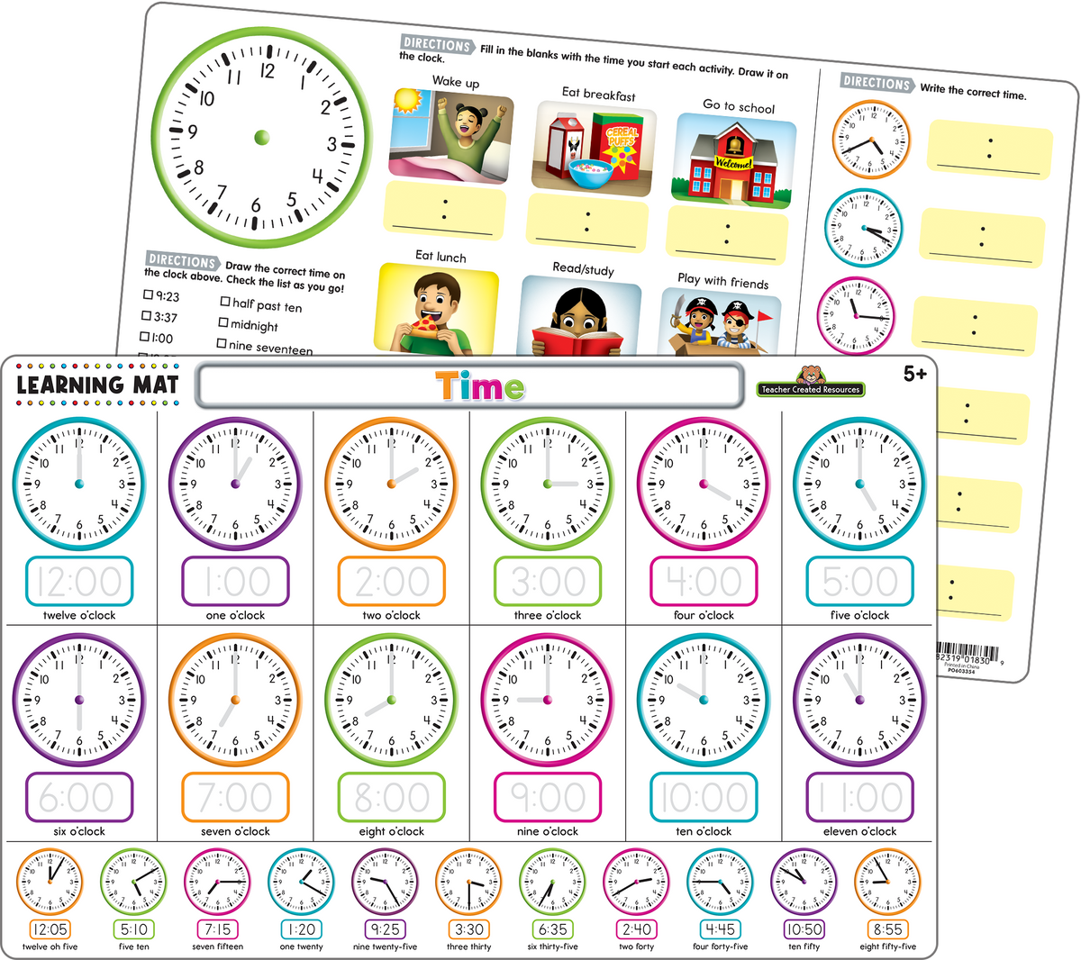 Teacher Created Resources - Time Learning Mat - Large Table Mat - Ages 5+-1