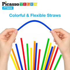 PicassoTiles - PicassoTiles 600pc Straw Building Set - Ages 3+-4