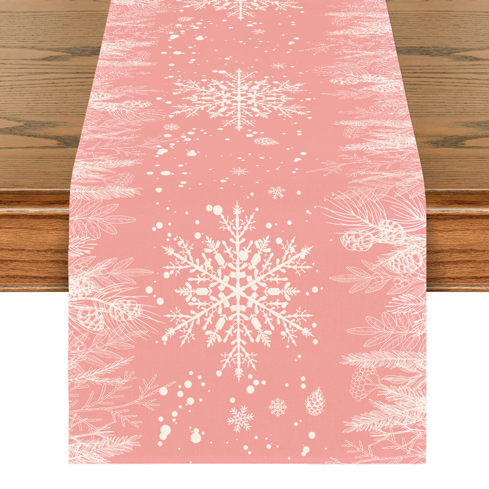 Christmas Table Runner - Snowflake & Tree Holiday Table Decoration-5