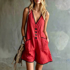 Casual Loose-fit Button-down Womens Jumpsuit-9
