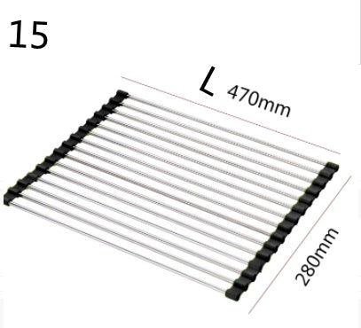 Folding Kitchen Drain Sink Rack Stainless Steel-12