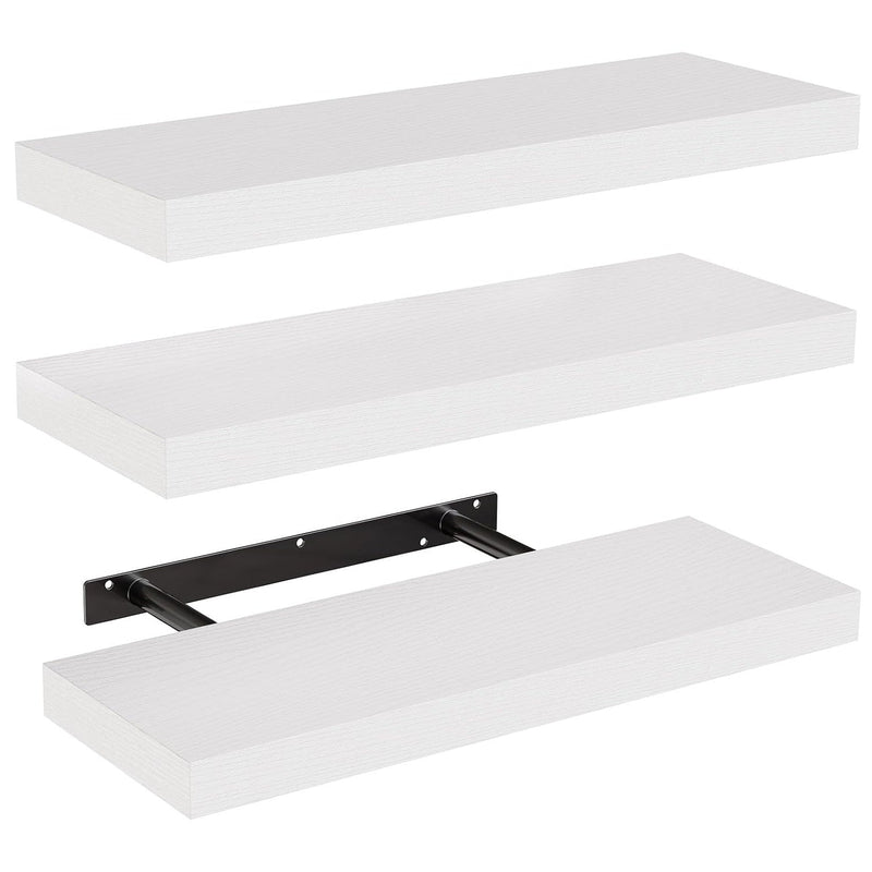 One-Line Floating Wall Shelf – 3-Tier Wooden Bamboo Wall-Mounted Storage Shelf-8