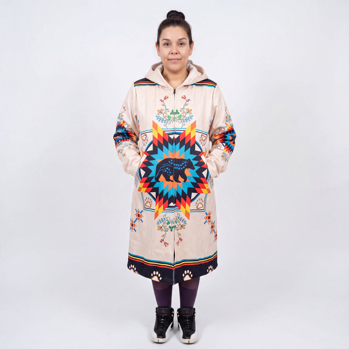 Courage bear Long Coat (white)