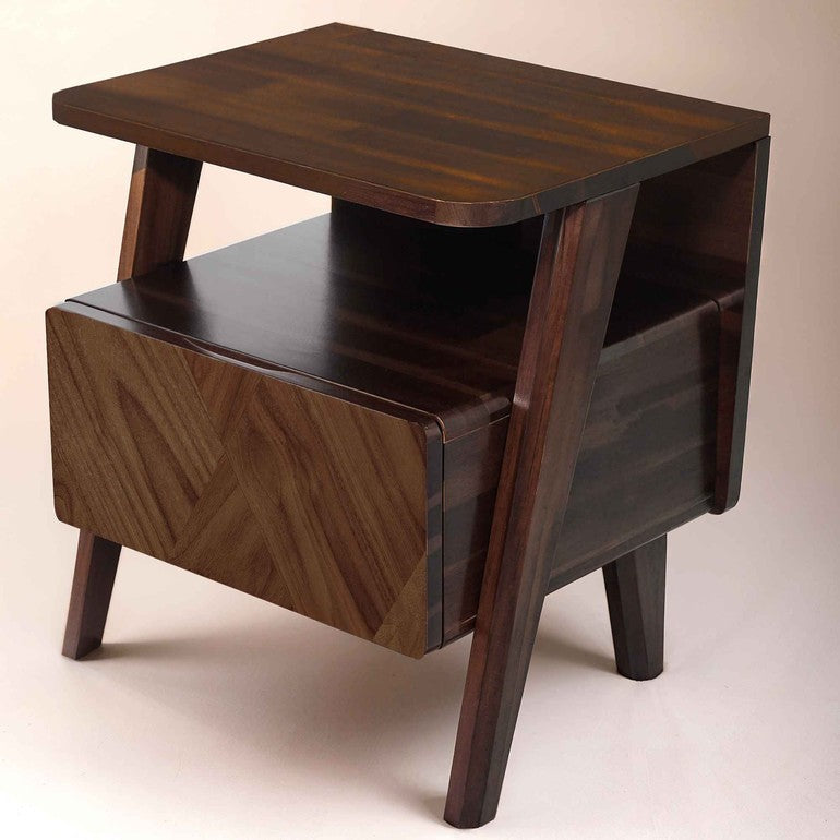 Rum Solid Wood Nightstand-10