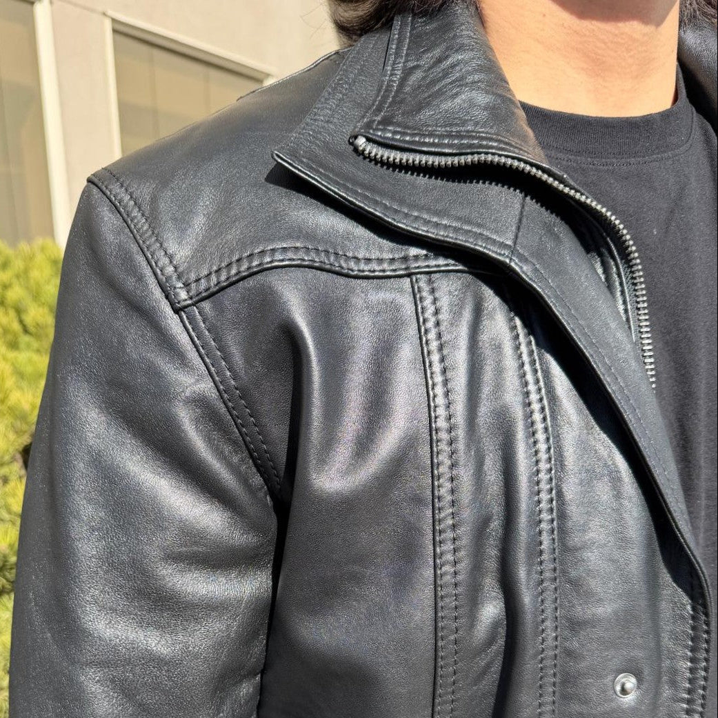 BOL Men's Double Collar Leather Bomber Jacket-18