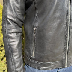 BOL Men’s Zip Pocket Leather Jacket. Sheep Leather Jacket with Fold-Down Collar-15