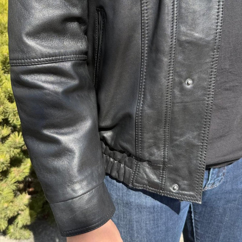 BOL Men's Double Collar Leather Bomber Jacket-19