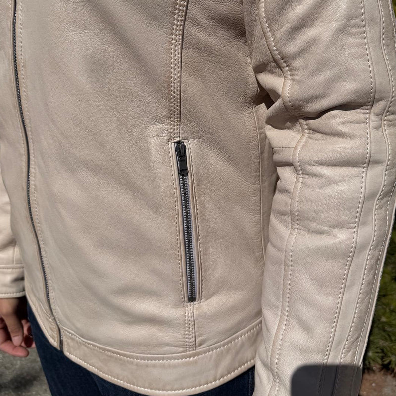 Men’s Hooded Leather Jacket. Sheep Leather Jacket with Removable Hood-10