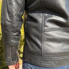 BOL Men’s Zip Pocket Leather Jacket. Sheep Leather Jacket with Fold-Down Collar-16