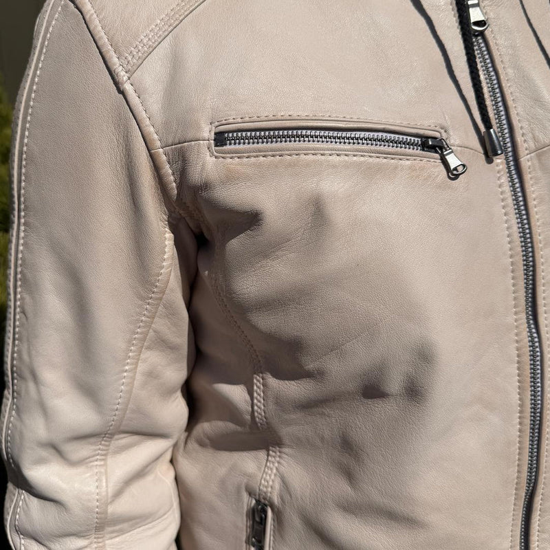 Men’s Hooded Leather Jacket. Sheep Leather Jacket with Removable Hood-12