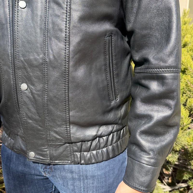 BOL Men's Double Collar Leather Bomber Jacket-21