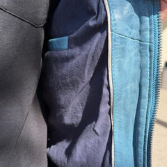 Men’s Sheep Leather Jacket. Classic Stand Collar with 2 Pockets-6