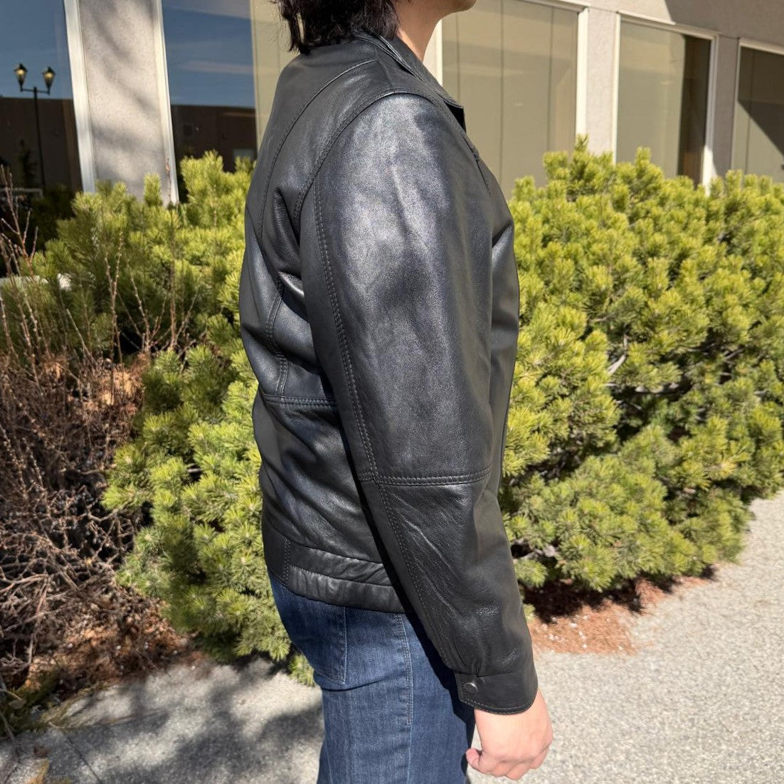 BOL Men's Double Collar Leather Bomber Jacket-23