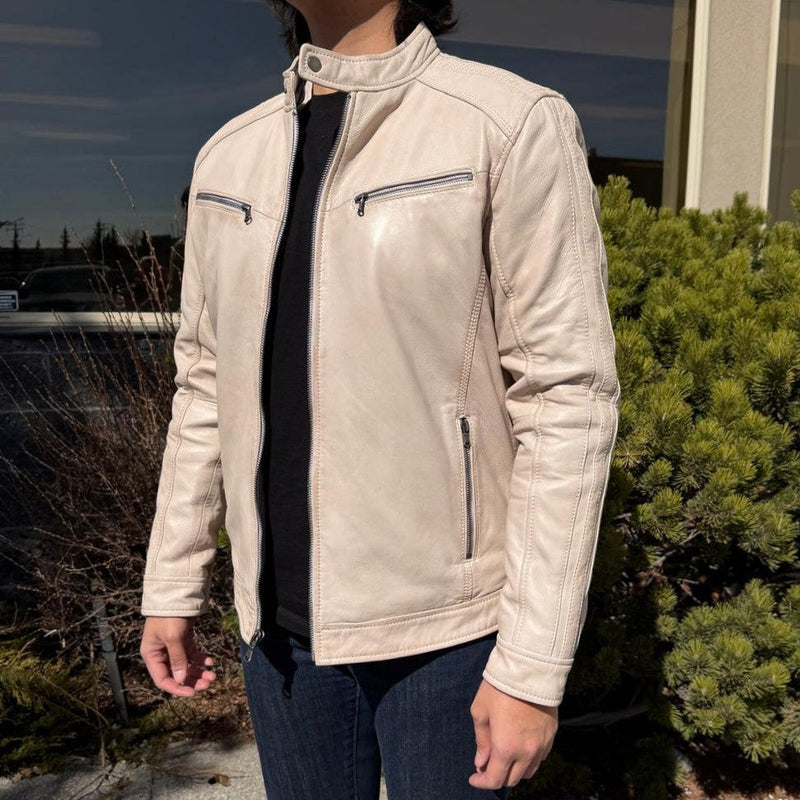 Men’s Hooded Leather Jacket. Sheep Leather Jacket with Removable Hood-16