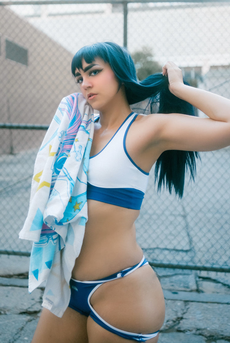 Anime Style 3-Piece Short Gymnastics Uniform Sports Tank Top with Sexy Cutout Shorts-11
