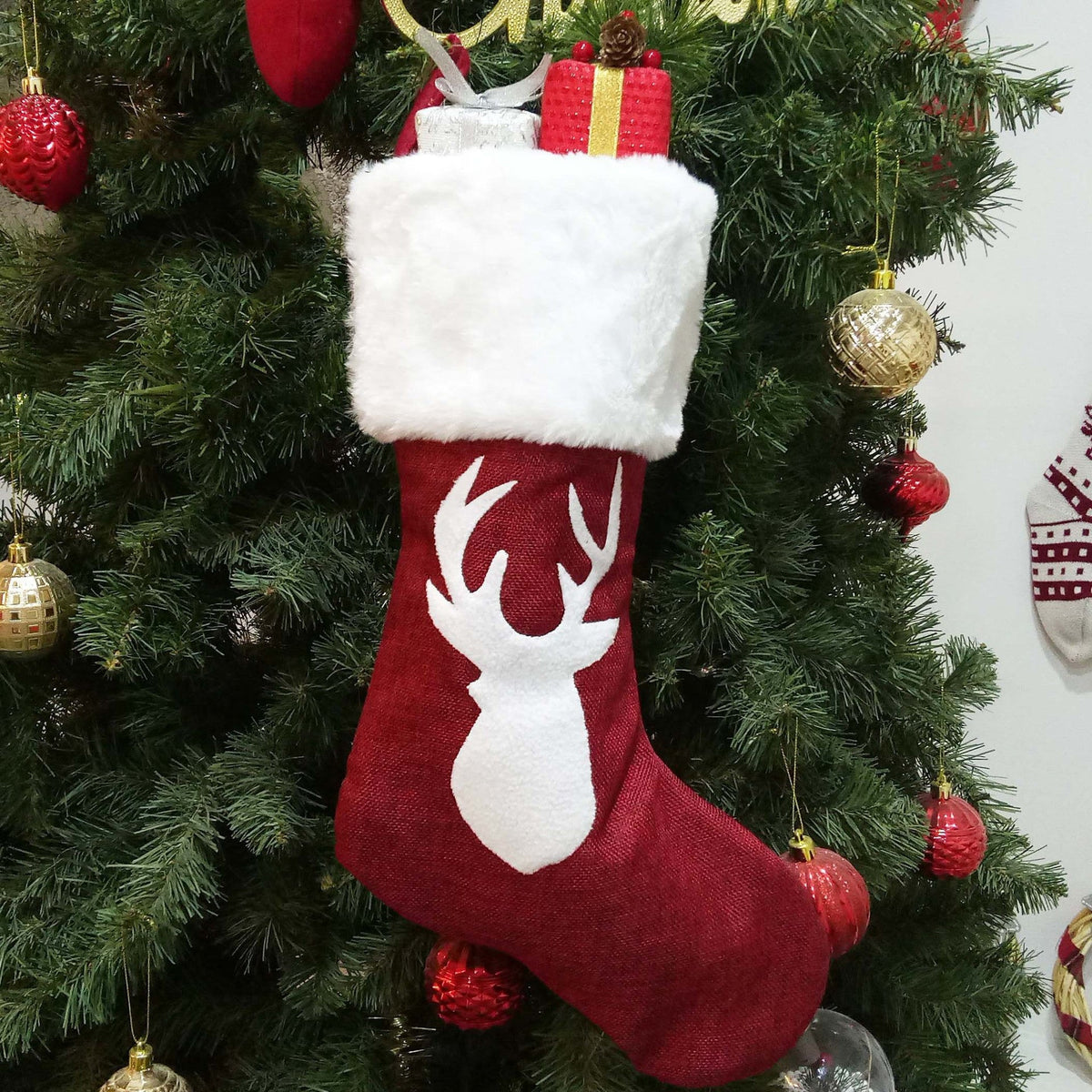Christmas Stocking Gift Bag Holiday Decor-8
