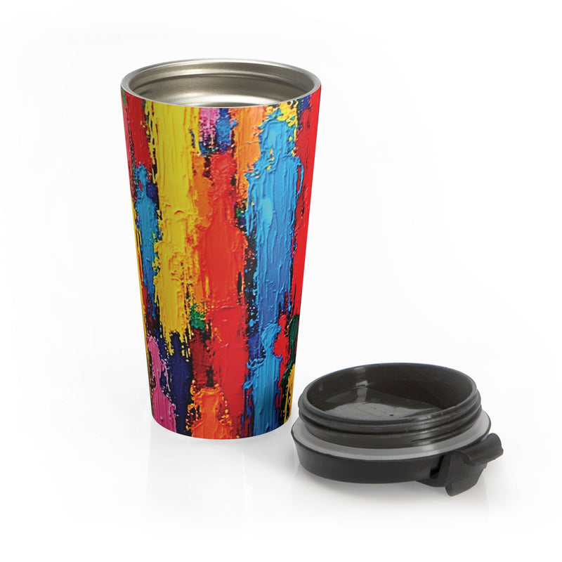 Colorful Abstract Paint Stroke Stainless Steel Travel Mug-7