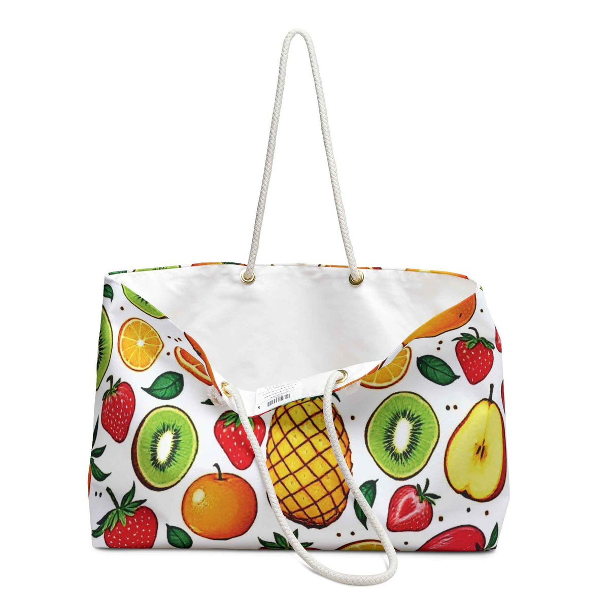 Tropical Fruit Pattern Weekender Bag | Pineapple Strawberry Kiwi, Large Tote Bag-5