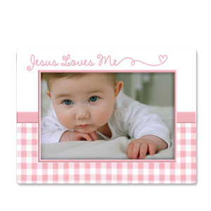 Jesus Loves Me Frame in Pink Gingham-1
