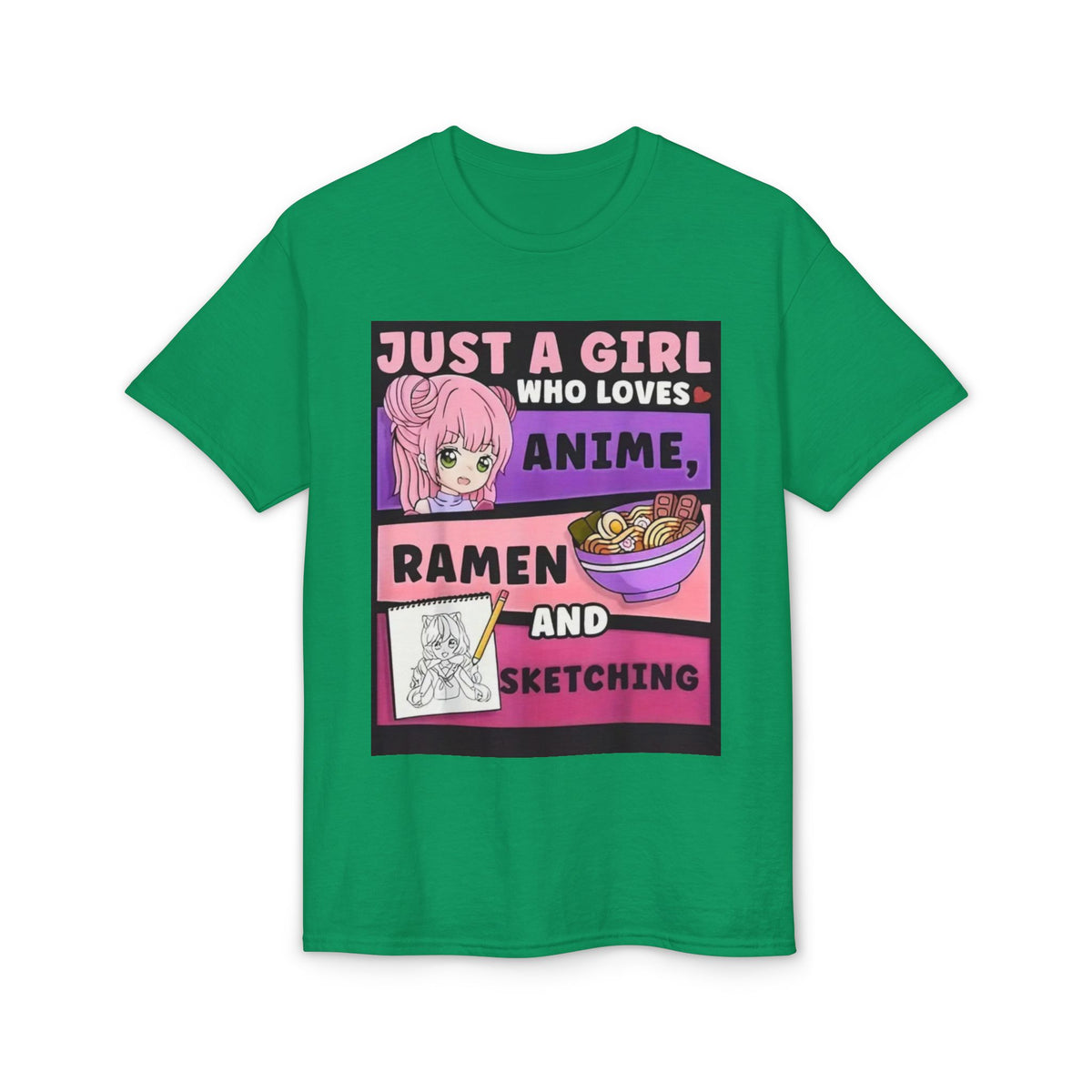 "Just a Girl Who Loves Anime Ramen and Sketching" T-Shirt-9