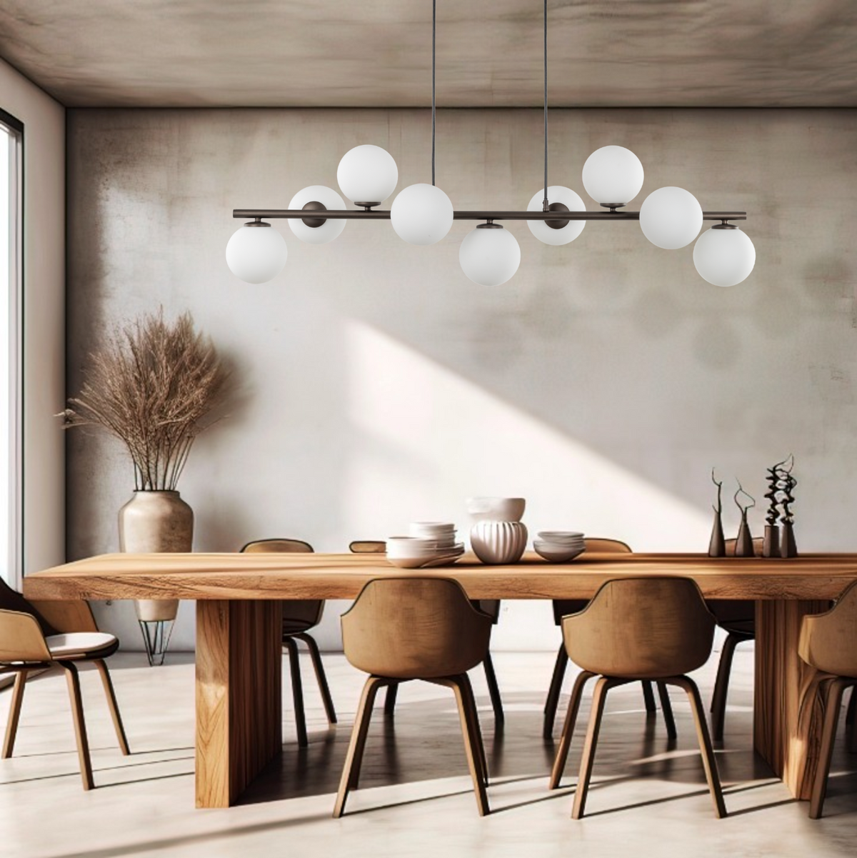 ESTERA 9-Light Scandinavian Glass Pendant Light for Dining Table & Modern Interiors-1