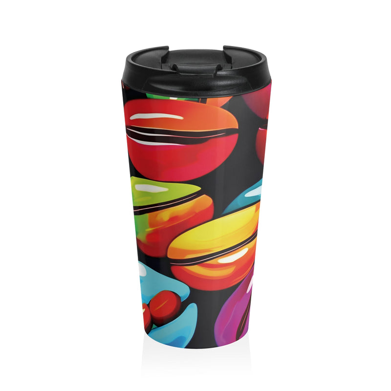 Colorful Coffee Beans Travel Mug | Vibrant Coffee Beans Pattern Stainless Steel-1