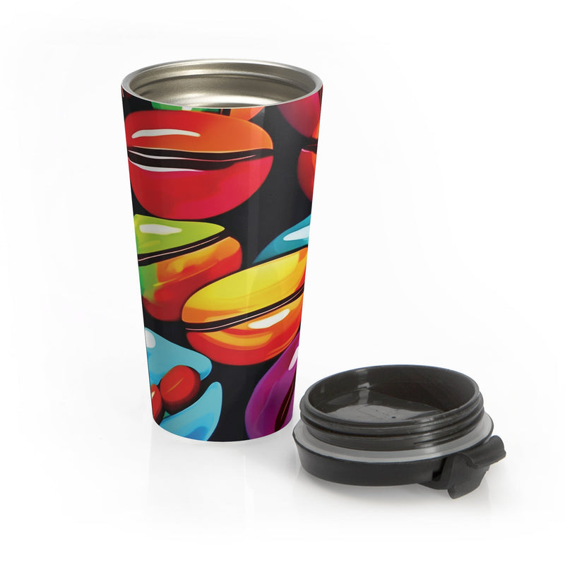 Colorful Coffee Beans Travel Mug | Vibrant Coffee Beans Pattern Stainless Steel-7