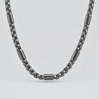 Men's Black Steel Link Chain Necklace. Heavy Duty Box Link Biker Jewelry