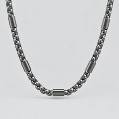 Men's Black Steel Link Chain Necklace. Heavy Duty Box Link Biker Jewelry-1