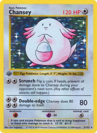 Chansey - Base Set Shadowless 1st Edition Holofoil-1
