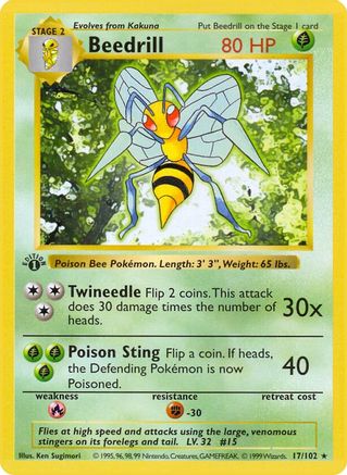 Beedrill 17 - Base Set Shadowless 1st Edition-1