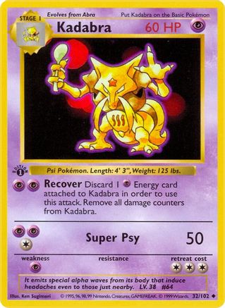 Kadabra 32 - Base Set Shadowless 1st Edition-1