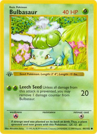 Bulbasaur 44 - Base Set Shadowless Unlimited-1