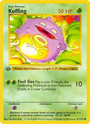 Koffing 51 - Base Set Shadowless Unlimited-1