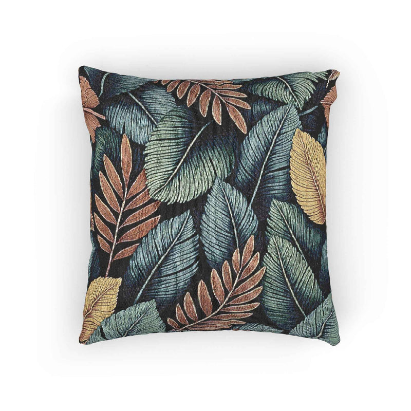 Tropical Leaf Pattern Woven Pillow | Botanical Throw Pillow, Textured Tapestry Design-6