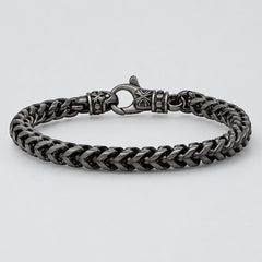 Men's Stealth Black Wheat Chain Stainless Steel Bracelet Biker Jewelry-1