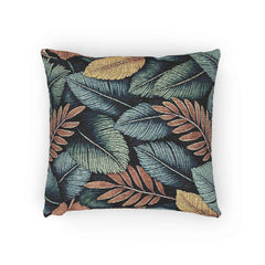 Tropical Leaf Pattern Woven Pillow | Botanical Throw Pillow, Textured Tapestry Design-5