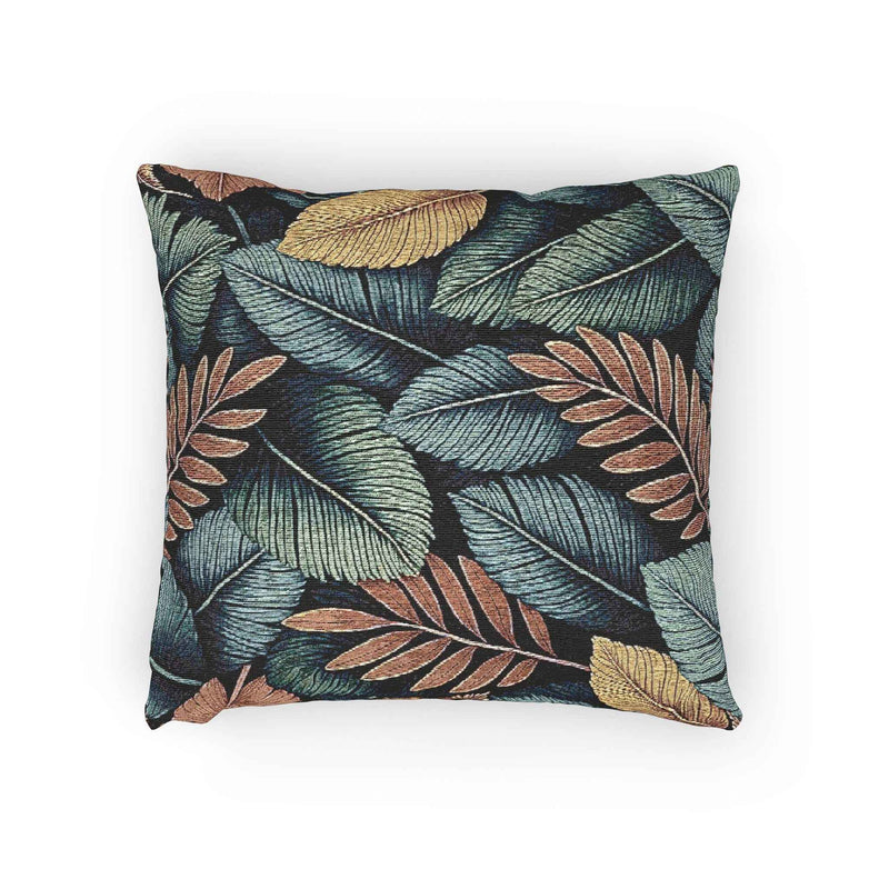 Tropical Leaf Pattern Woven Pillow | Botanical Throw Pillow, Textured Tapestry Design-5