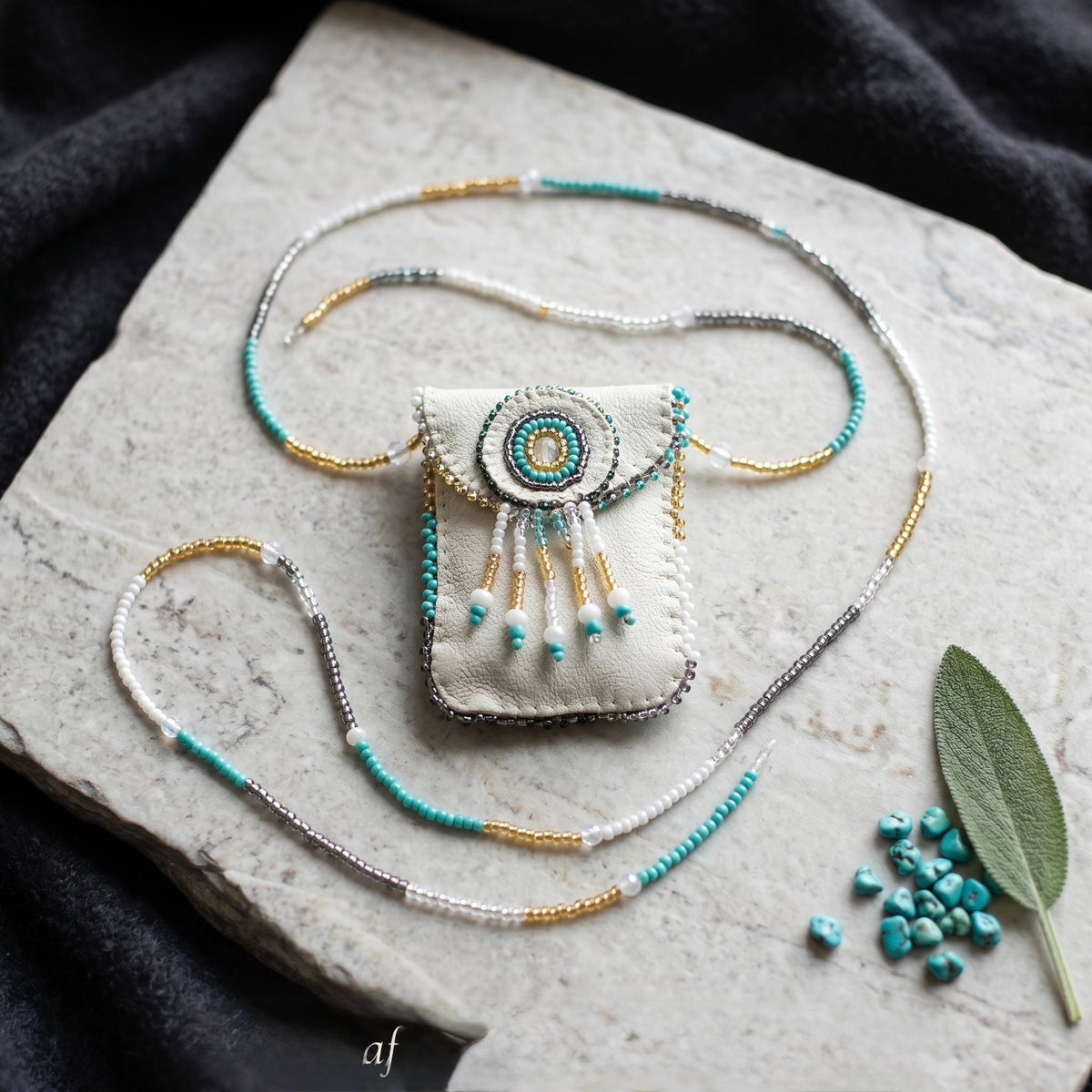Earth white turquoise Spirit Medicine Bag