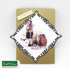Decoupage troquelado – Champán y rosas (paquete de 3)-5