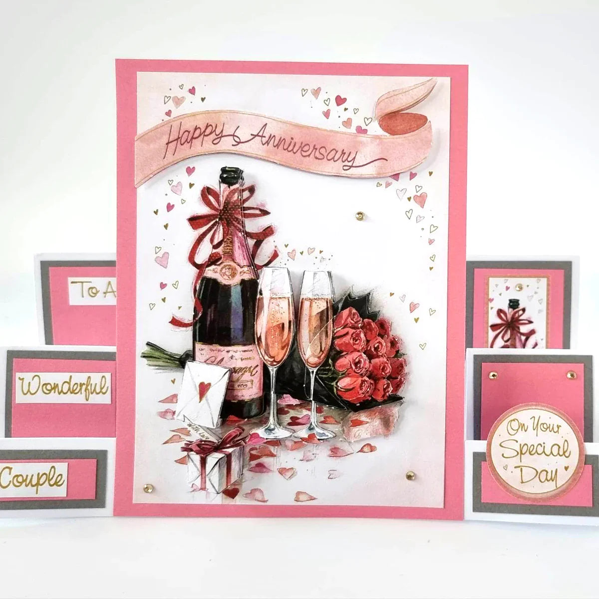 Decoupage troquelado – Champán y rosas (paquete de 3)-2