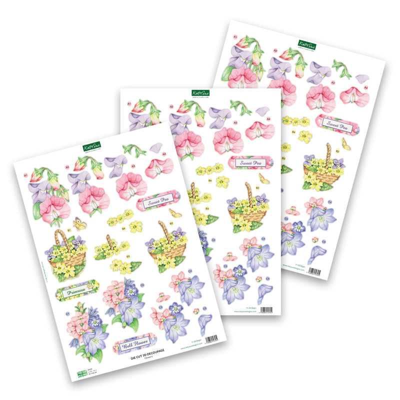 Decoupage troquelado – Flores (paquete de 3)-1
