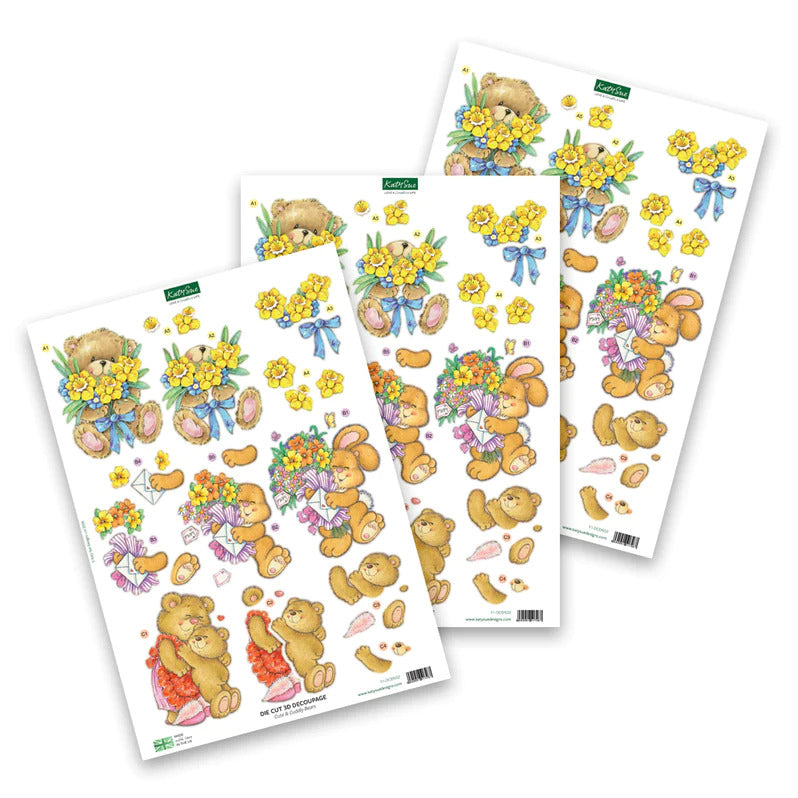 Decoupage troquelado – Ositos tiernos y adorables (paquete de 3)-1