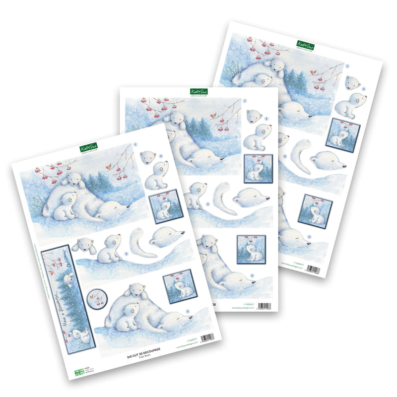 Die Cut Decoupage – Polar Bears (Pack Of 3)-1