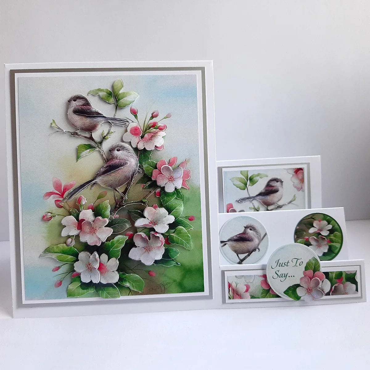 Decoupage troquelado – Pájaros en flor (paquete de 3)-3
