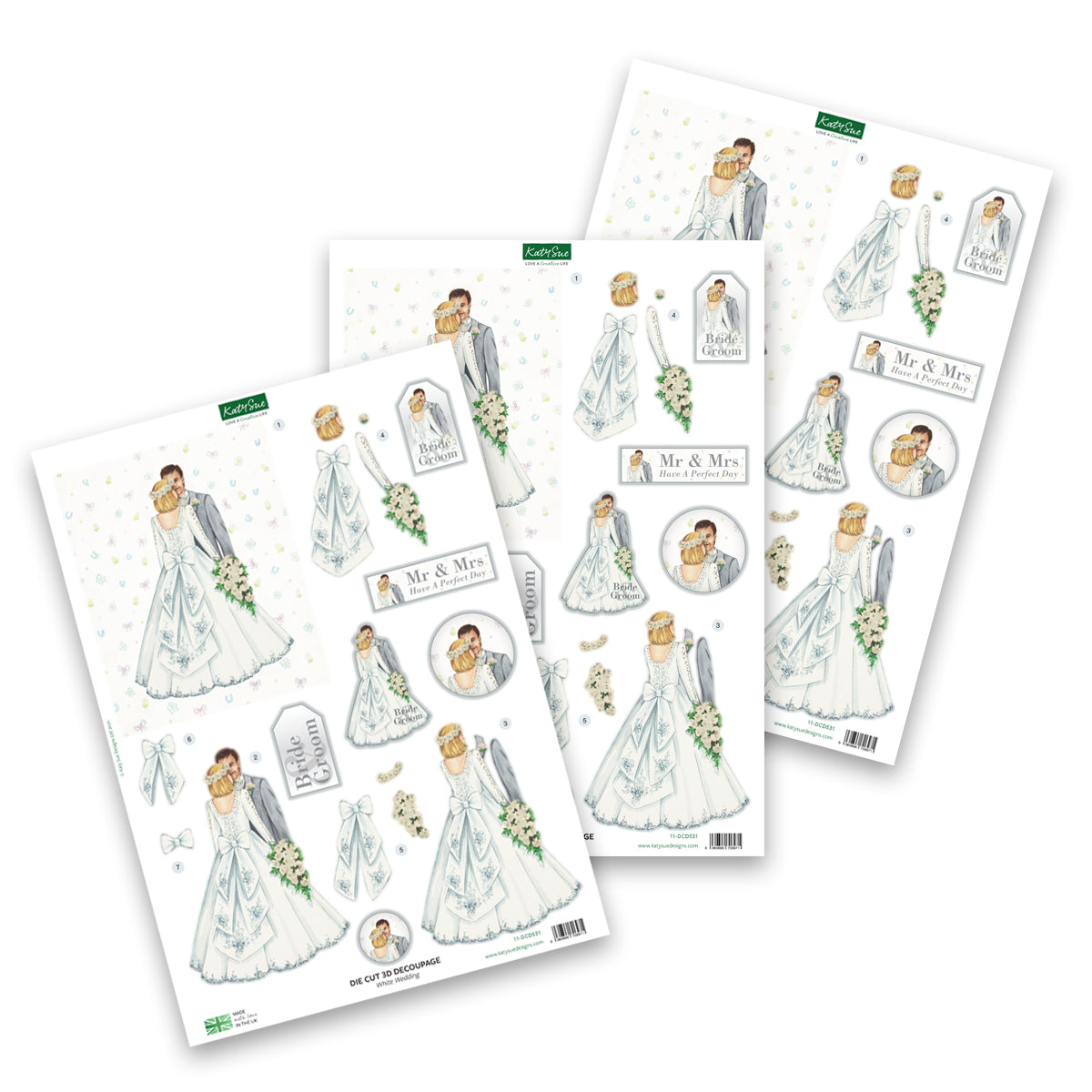 Decoupage troquelado – Boda blanca (paquete de 3)-1