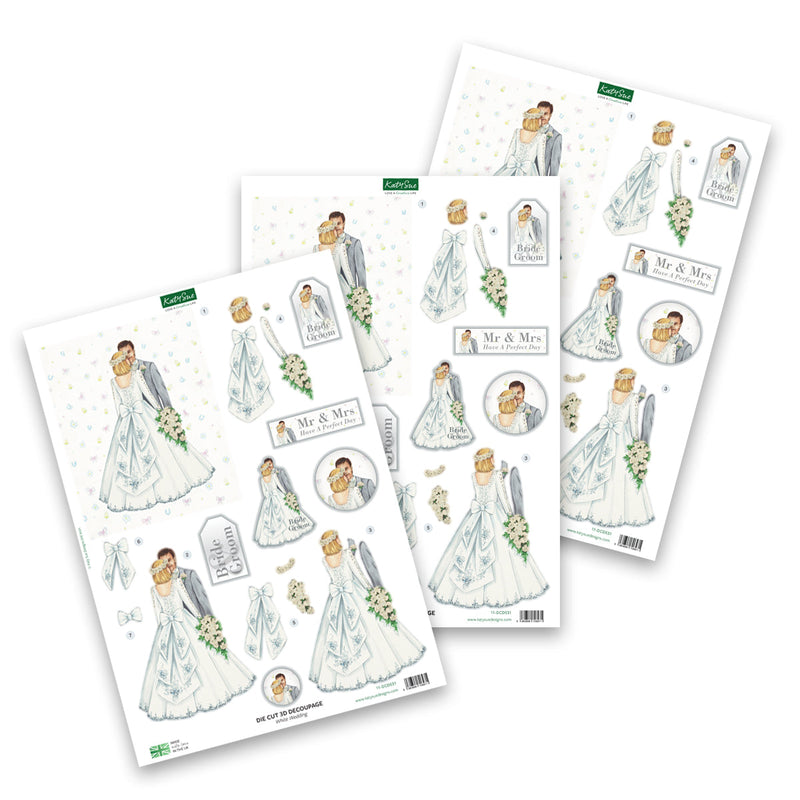 Decoupage troquelado – Boda blanca (paquete de 3)-1