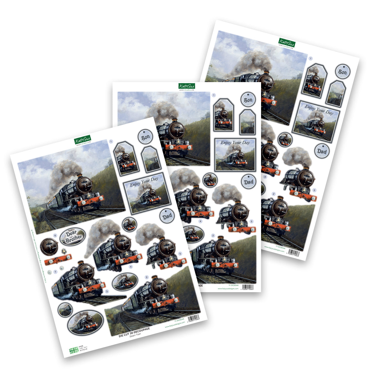 Die Cut Decoupage – Steam Train (Pack Of 3)-1