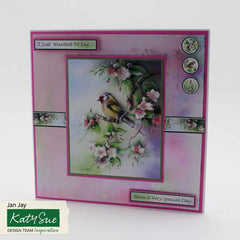 Decoupage troquelado – Jilguero en cerezo (Paquete de 3)-4